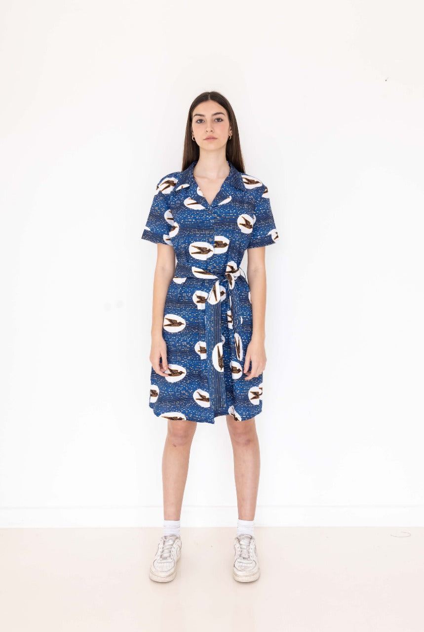 ROBE CHEMISIER HIRONDELLES - AKEWA